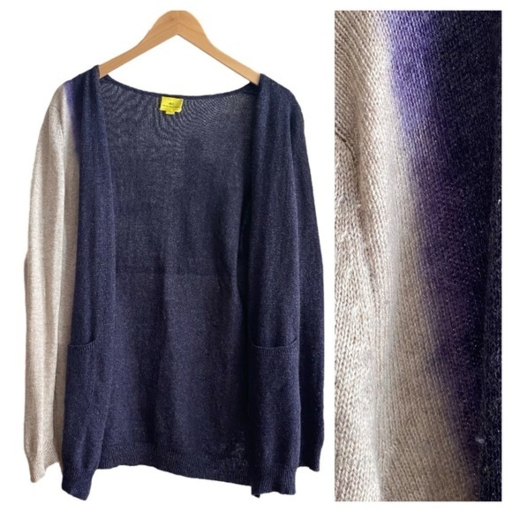 Roberta Roller Rabbit Blue Ombré Cashmere Cardigan Sweater Medium